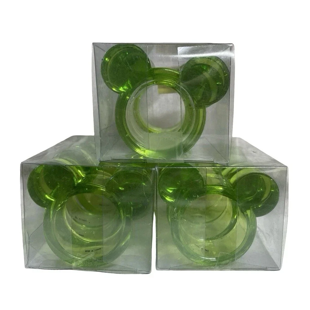 Vintage Disney Mickey Mouse Lucite Acrylic 90s Retro Neon Napkin Rings Set Of 12